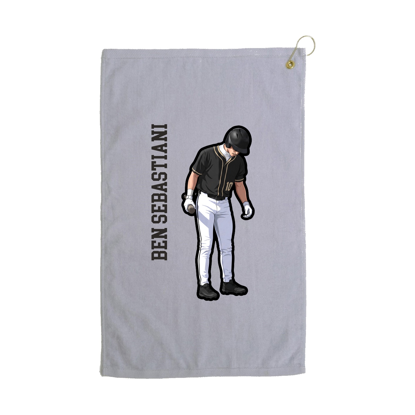 Golf Towel — Name Vertical in Grey