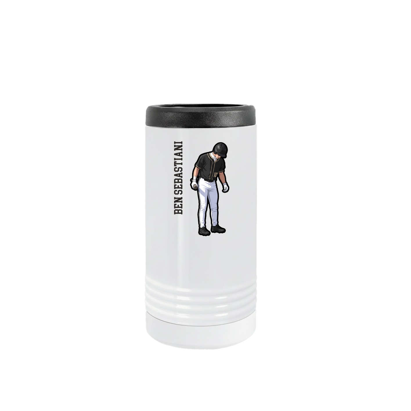 Slim Beverage Holder — Name Vertical in White
