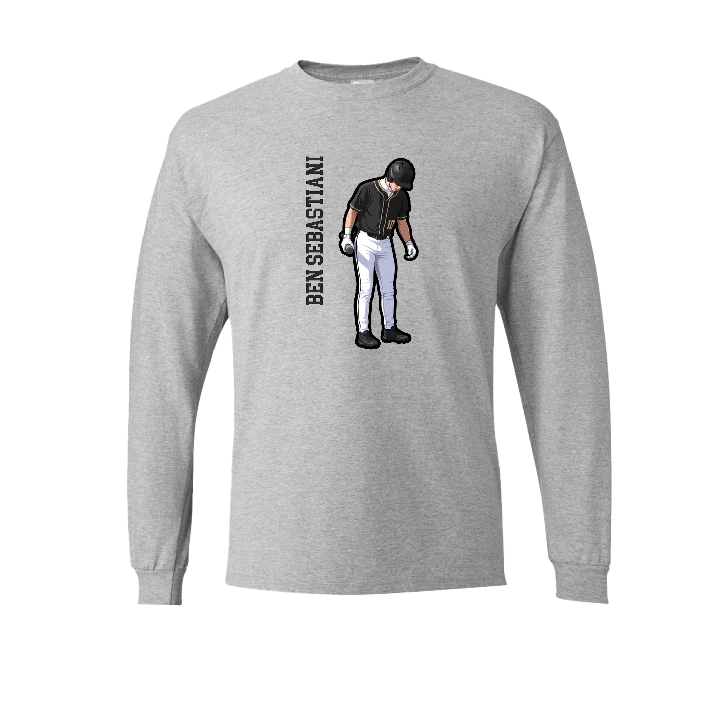 Long Sleeve Tee — Name Vertical in Grey