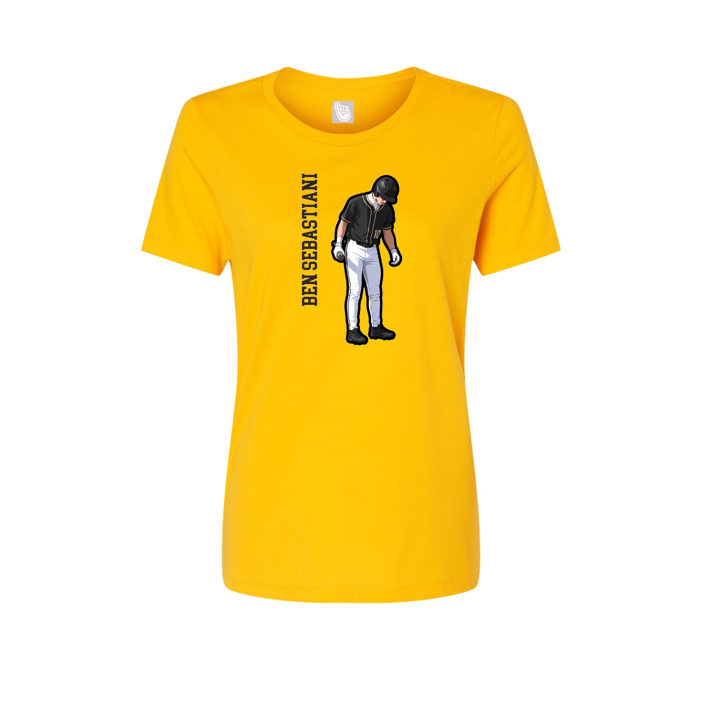 Fitted Women's Tee — Name Vertical in Gold
