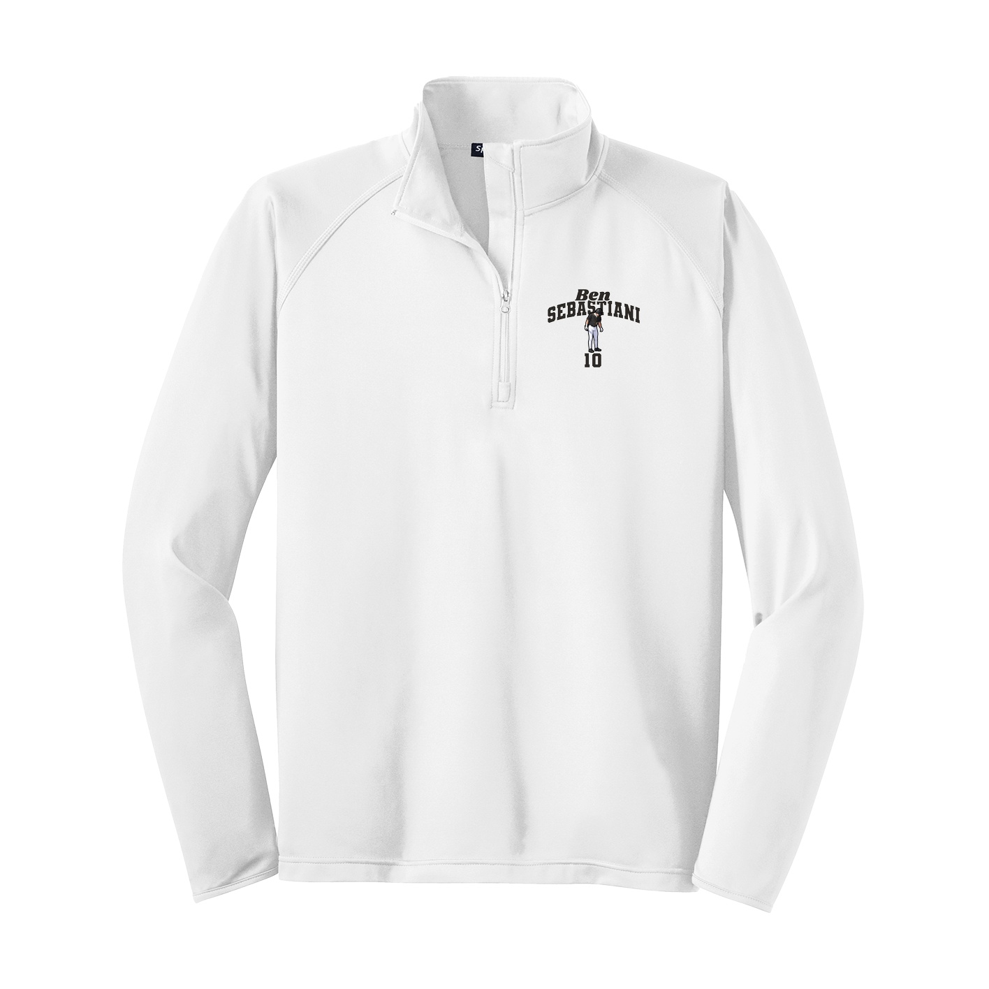 Q-Zip Pullover — Signature Arch in White