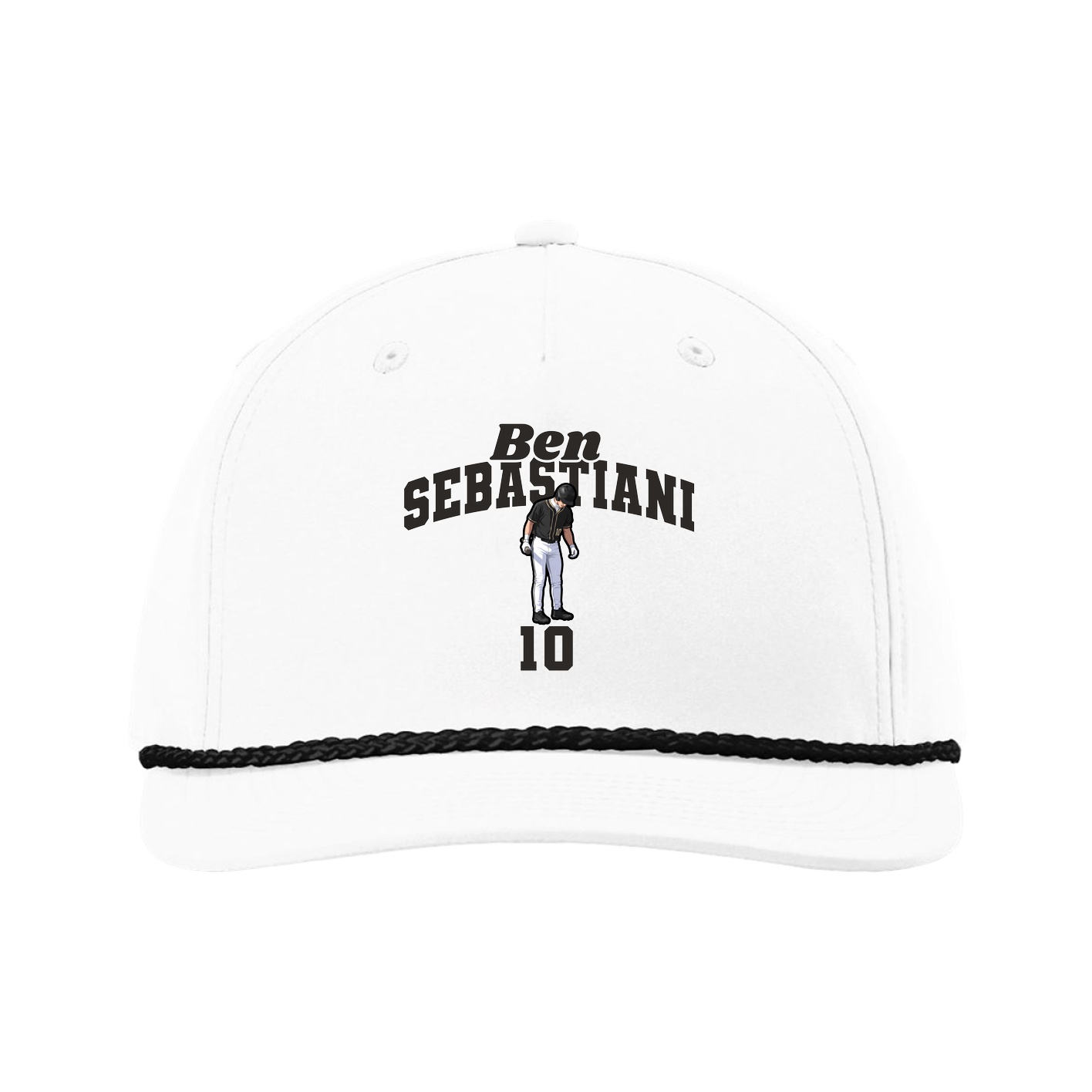 Five-Panel Classic Rope Cap — Signature Arch in White