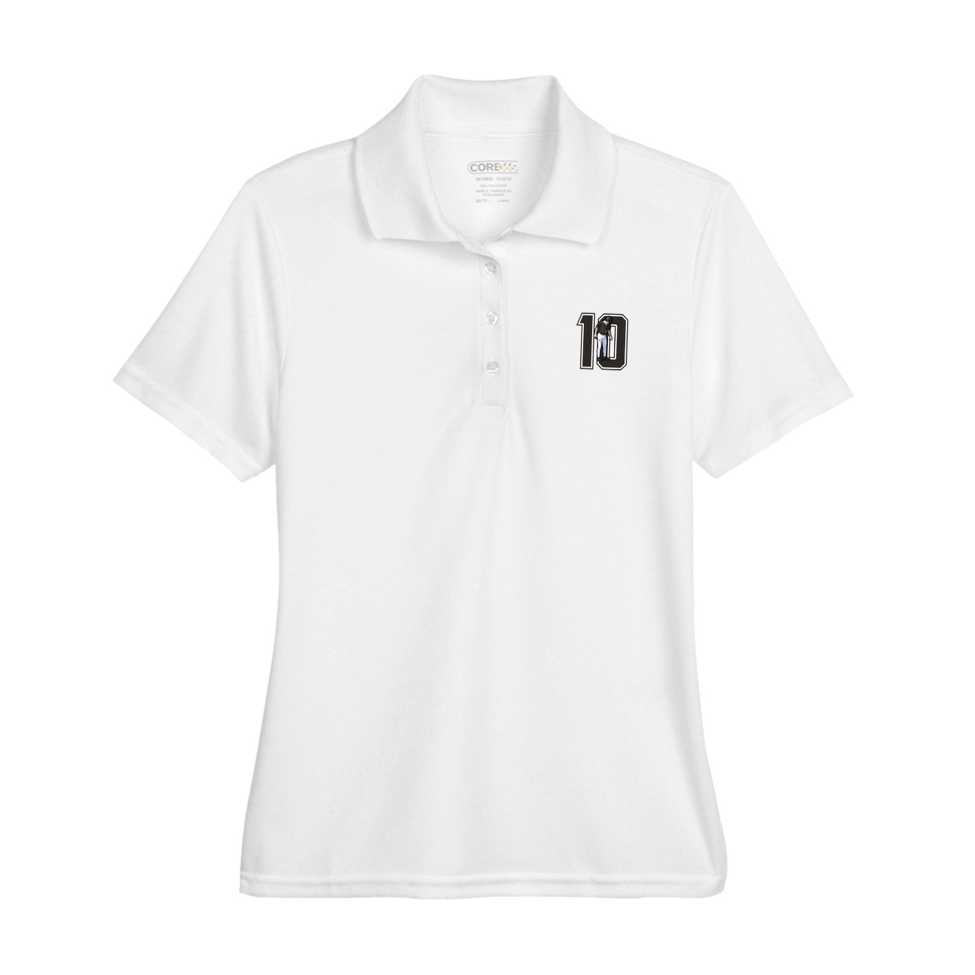 Womens Performance Polo — Number in White