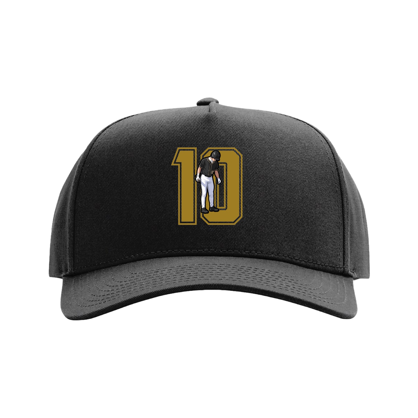 Full Fabric Five-Panel Champ Cap — Number in Black