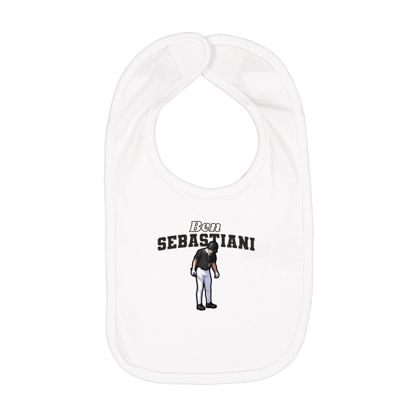 Infant Bib — Name Arch in White