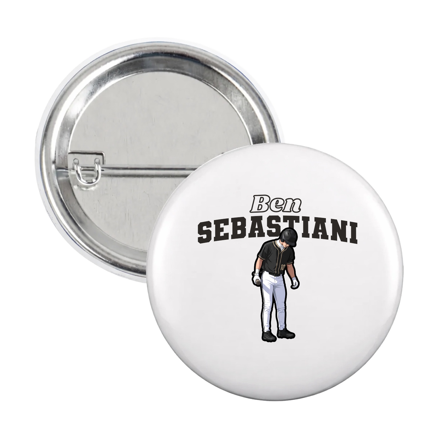 Game Day Button — Name Arch in White
