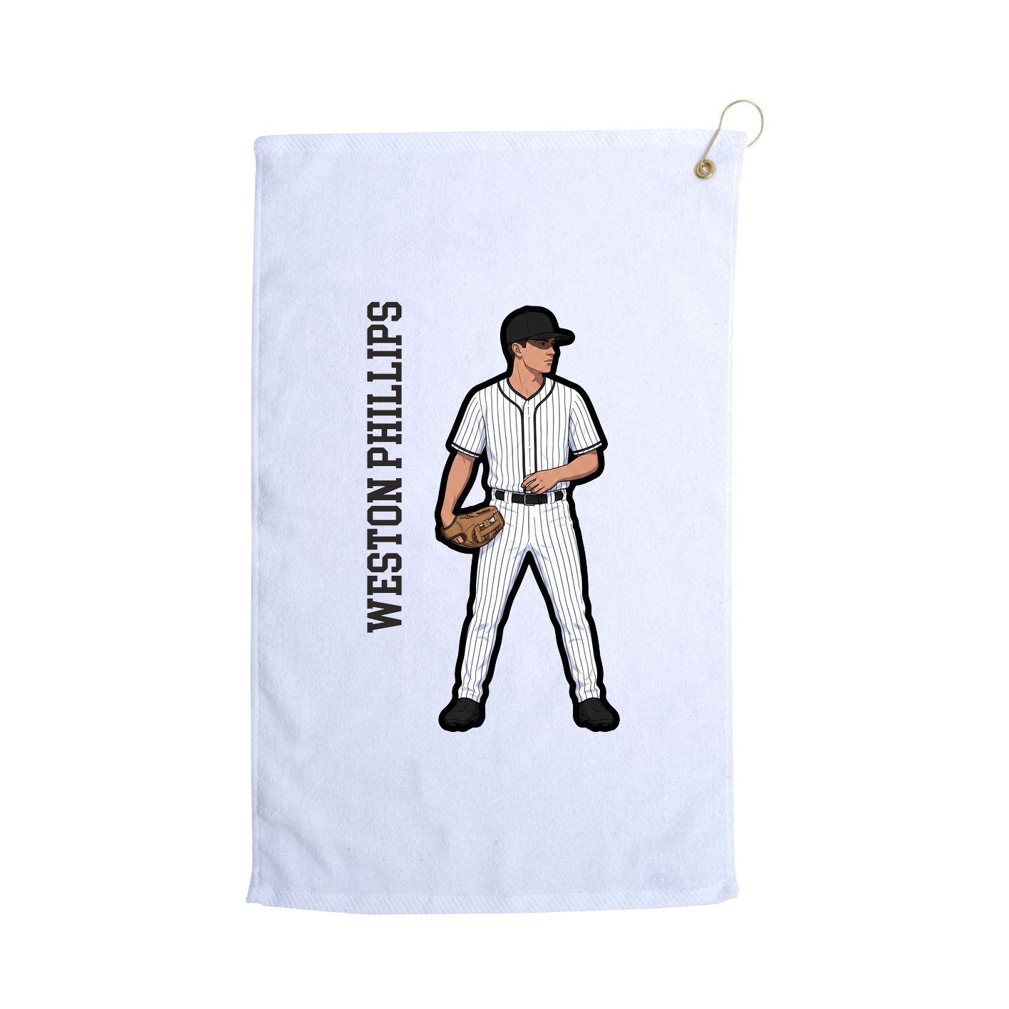 Golf Towel — Name Vertical in White