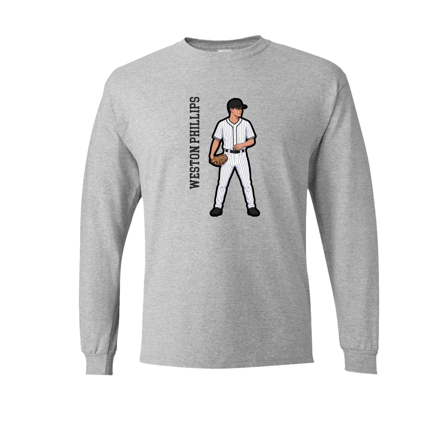 Long Sleeve Tee — Name Vertical in Grey