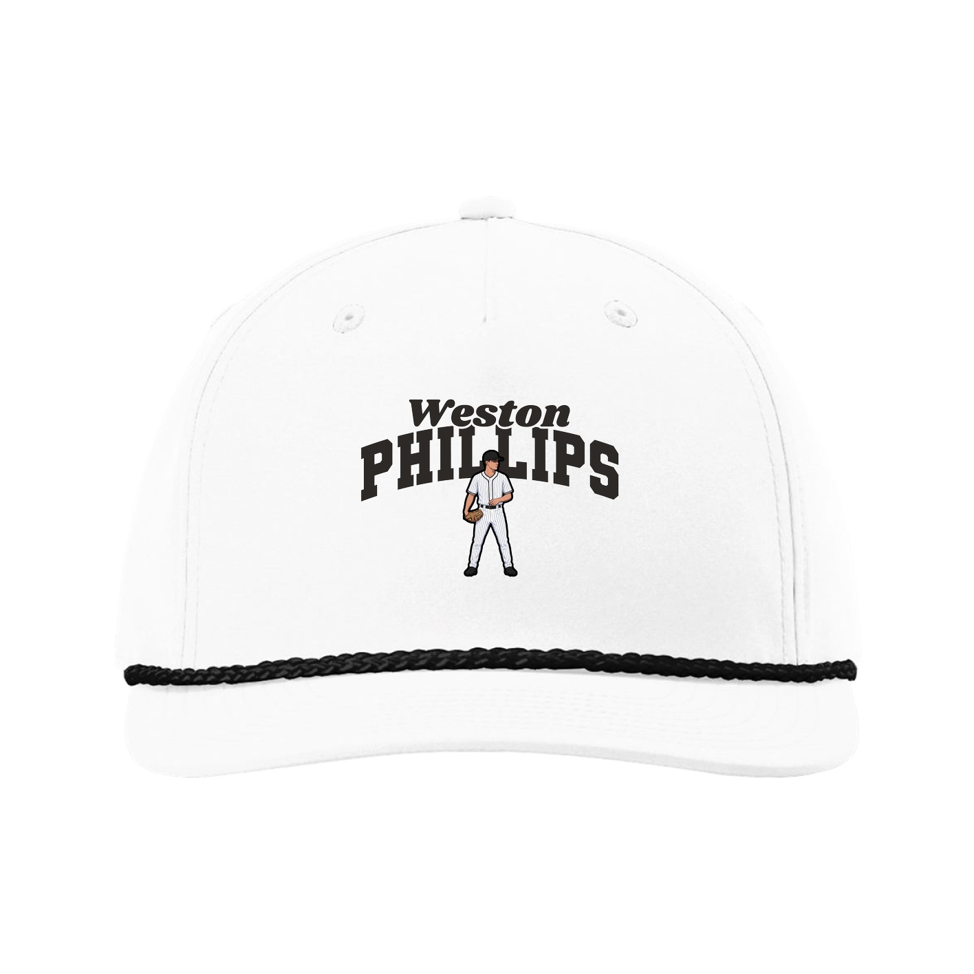 Five-Panel Classic Rope Cap — Signature Arch in White