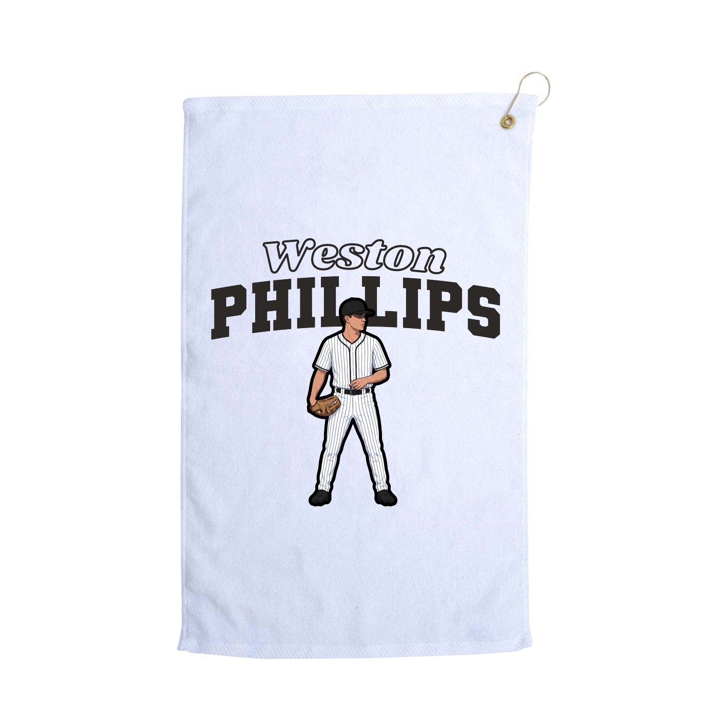 Golf Towel — Name Arch in White