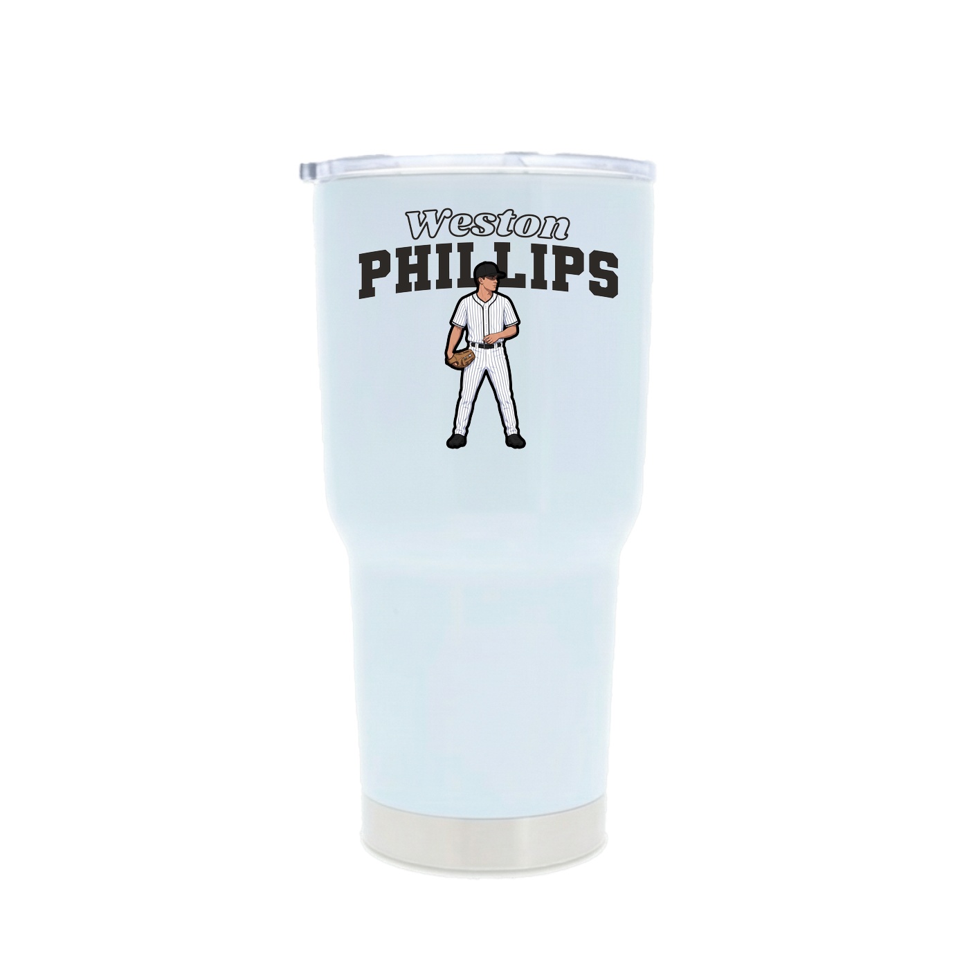 30oz Stainless Steel Tumbler — Name Arch in White
