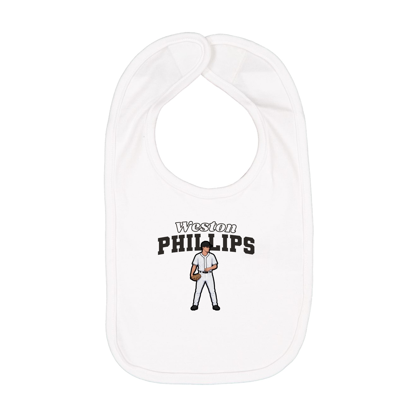 Infant Bib — Name Arch in White