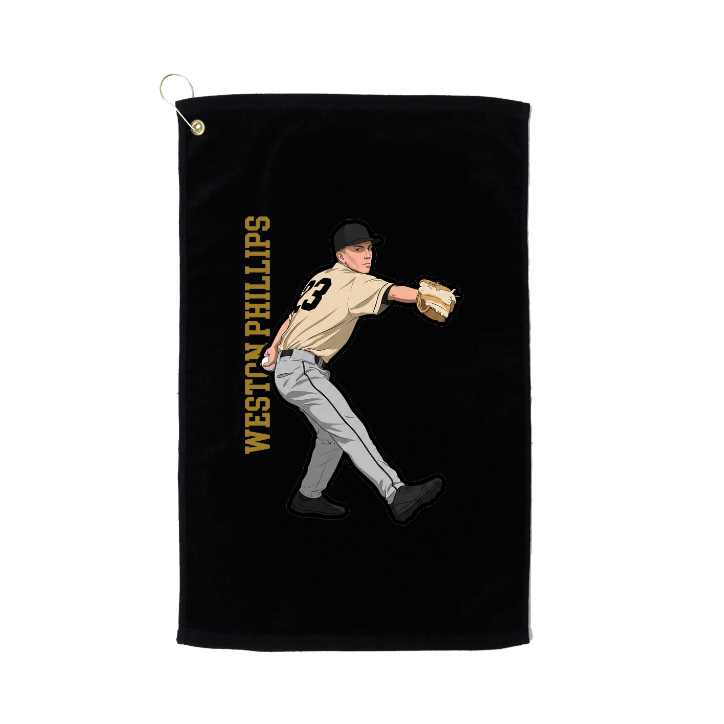 Golf Towel — Name Vertical in Black
