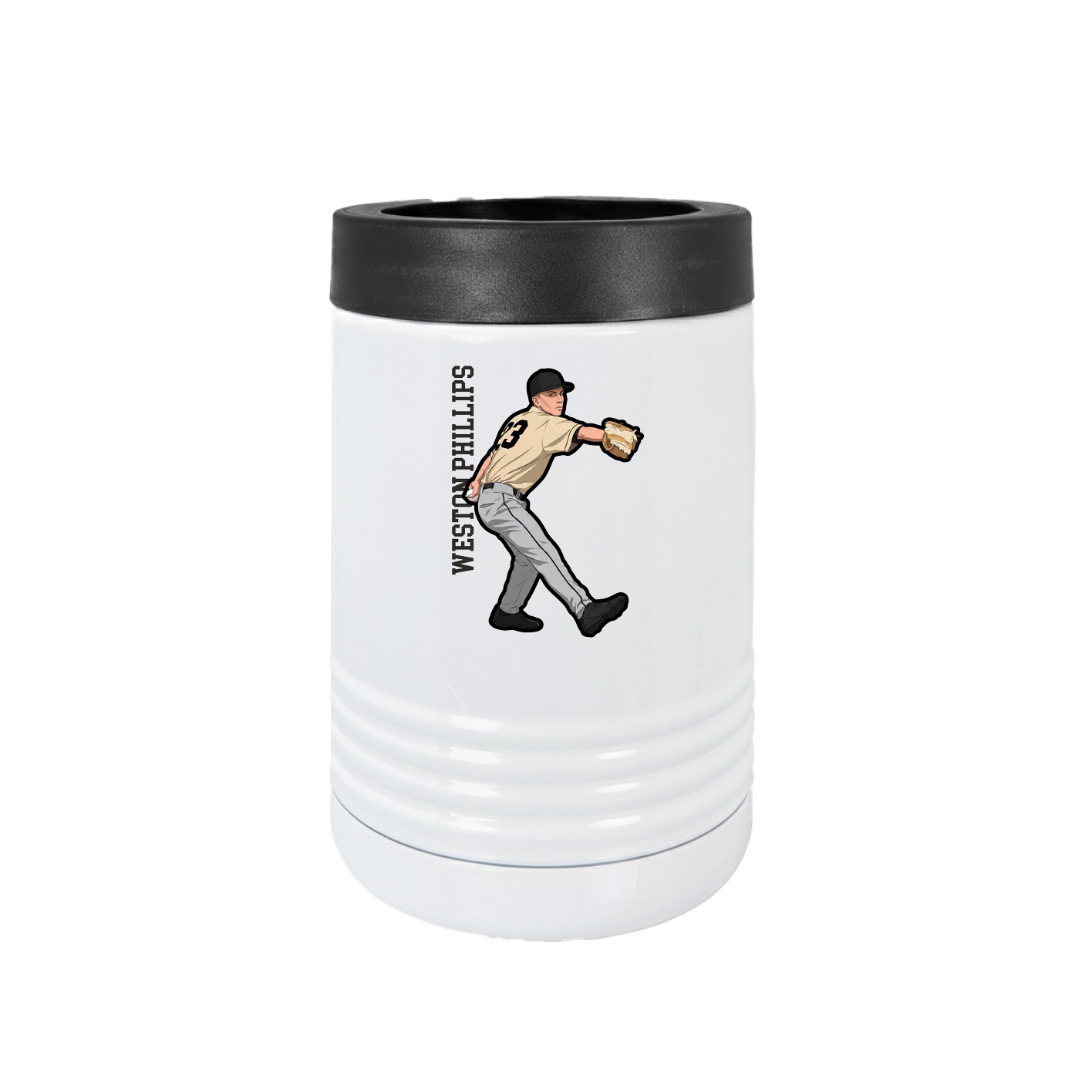 Beverage Holder — Name Vertical in White