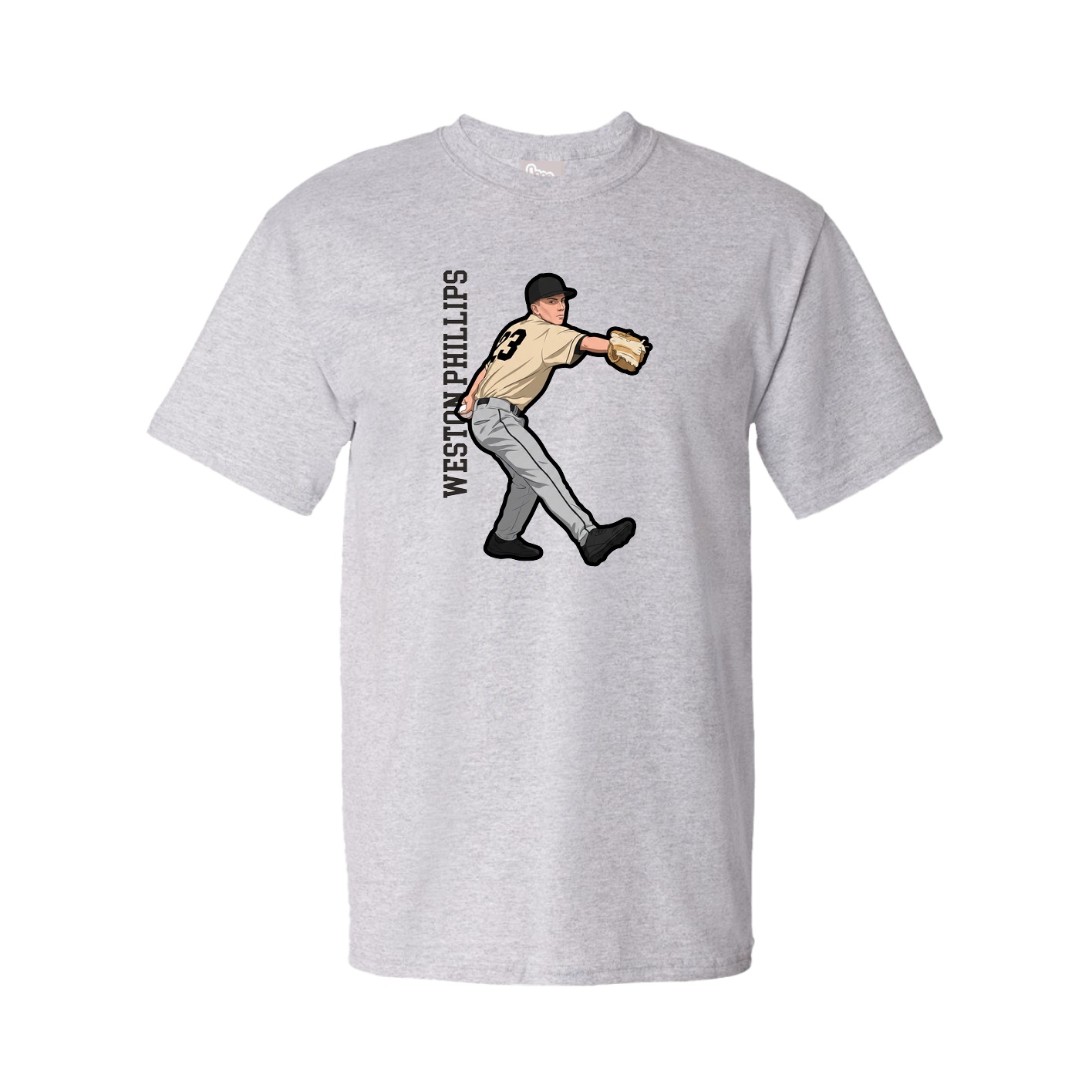 Tee — Name Vertical in Grey