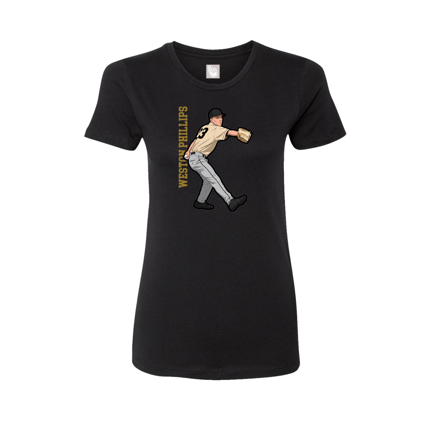 Fitted Women's Tee — Name Vertical in Black