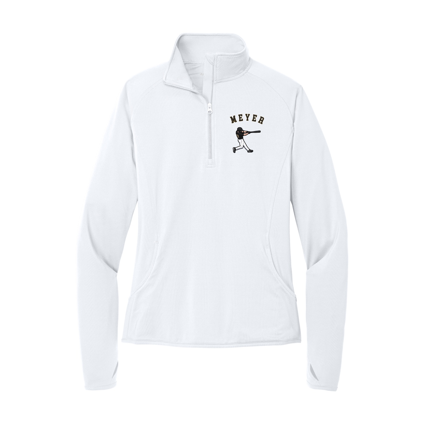Women's Q-Zip Pullover — Shirsey Arch in White