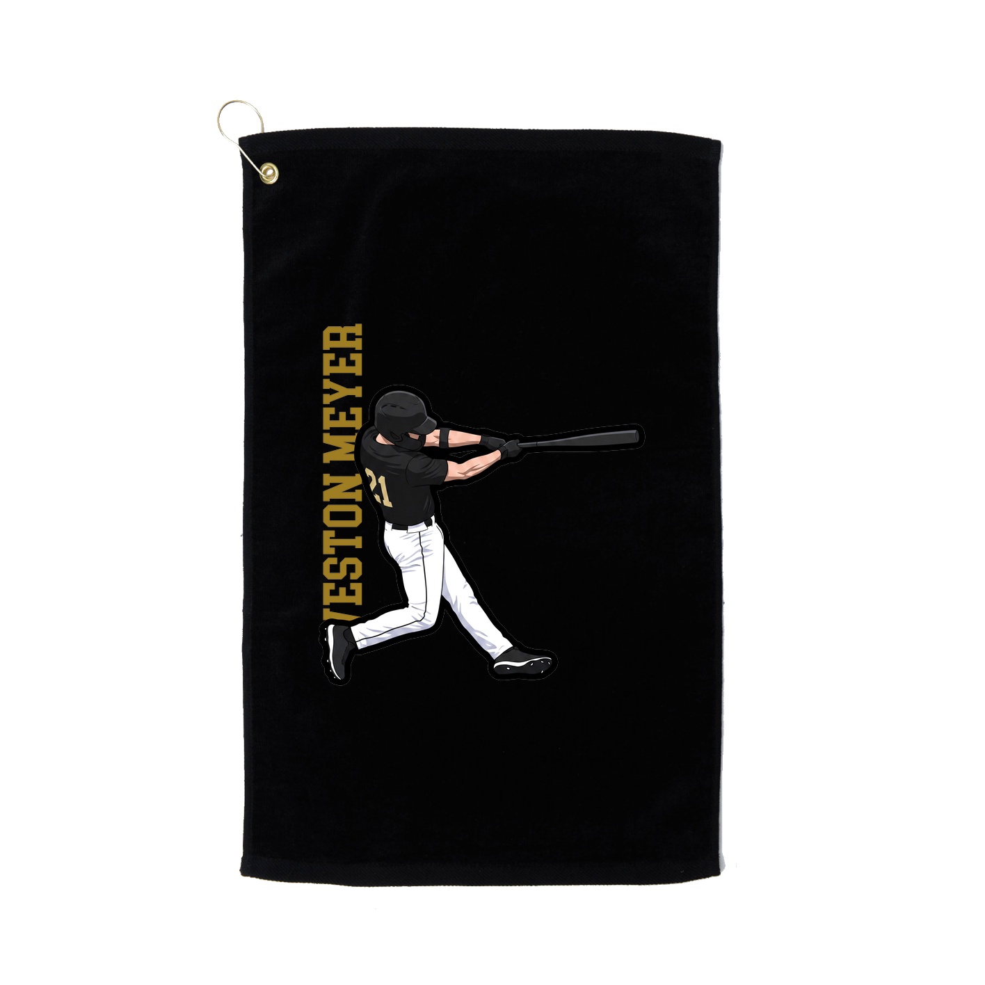 Golf Towel — Name Vertical in Black