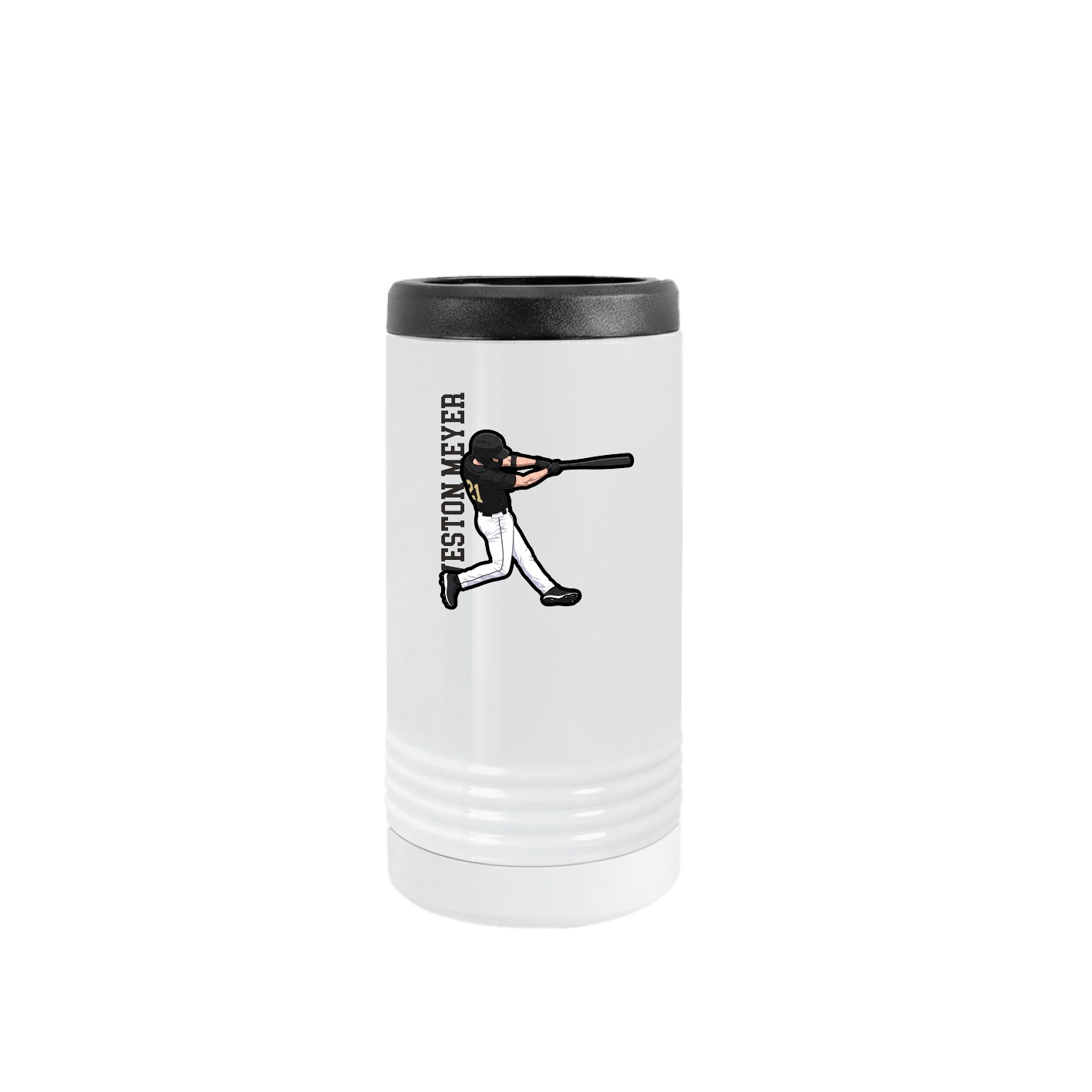 Slim Beverage Holder — Name Vertical in White