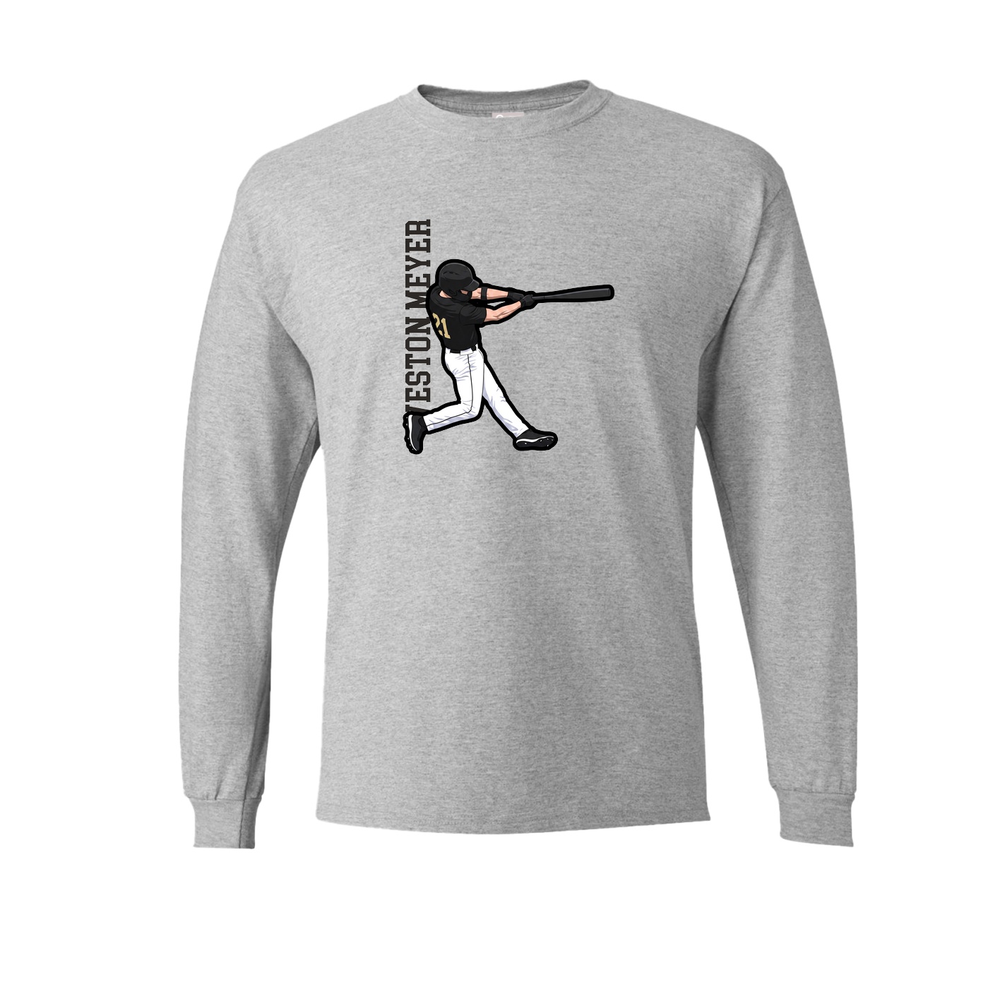 Long Sleeve Tee — Name Vertical in Grey