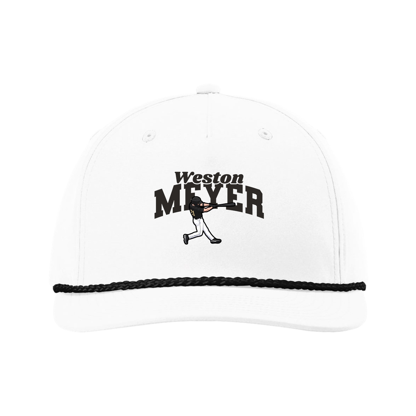 Five-Panel Classic Rope Cap — Signature Arch in White