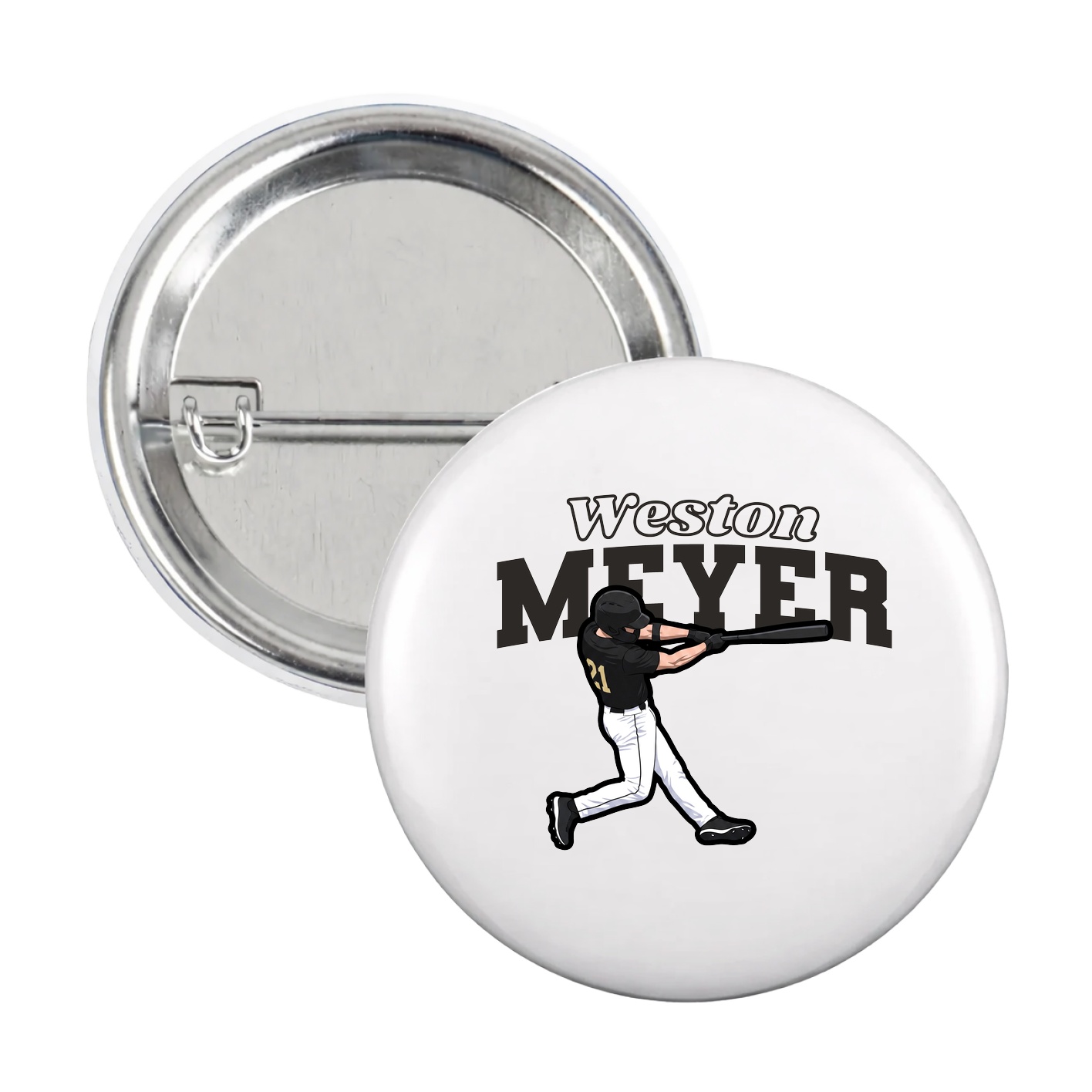 Game Day Button — Name Arch in White