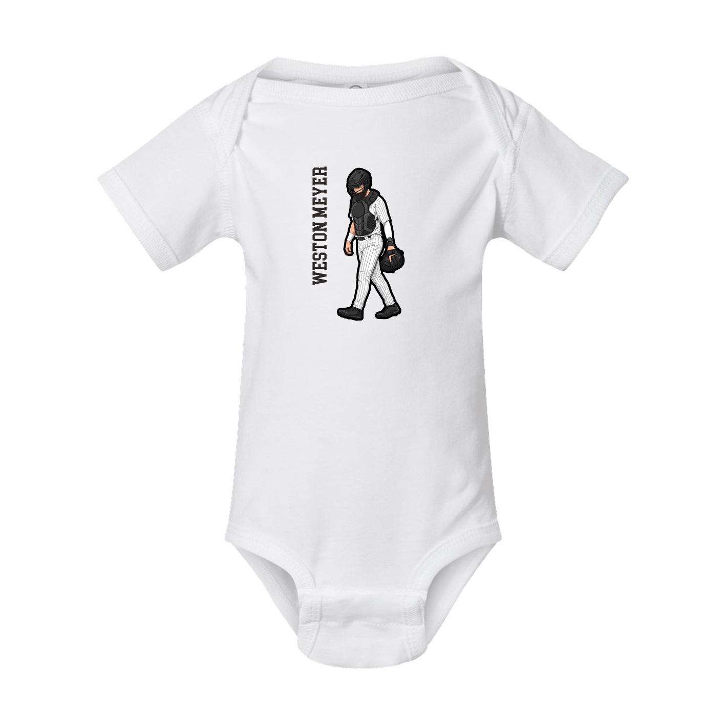 Baby Onesie — Name Vertical in White
