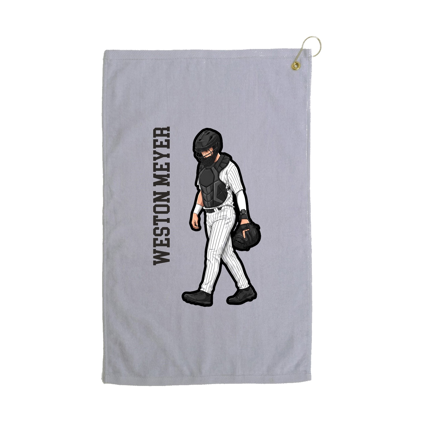 Golf Towel — Name Vertical in Grey