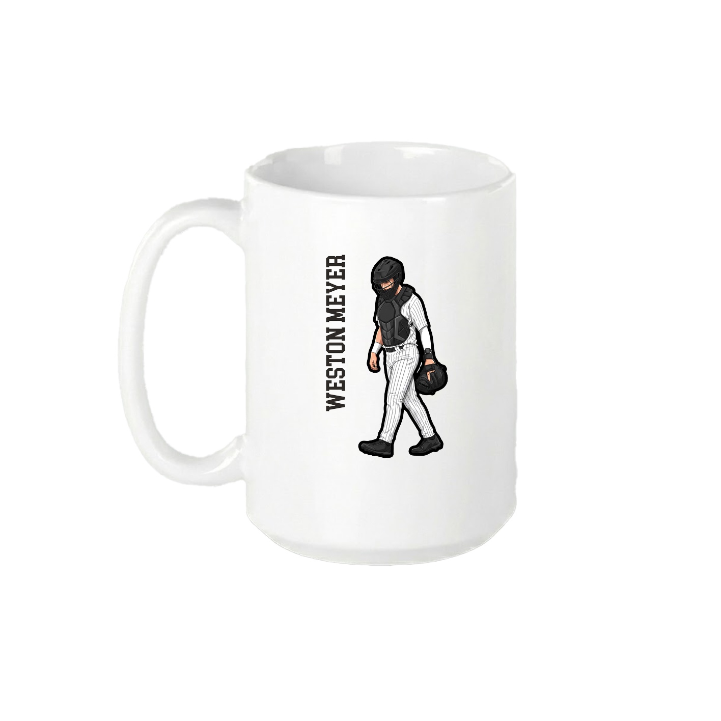15oz Coffee Mug — Name Vertical in White