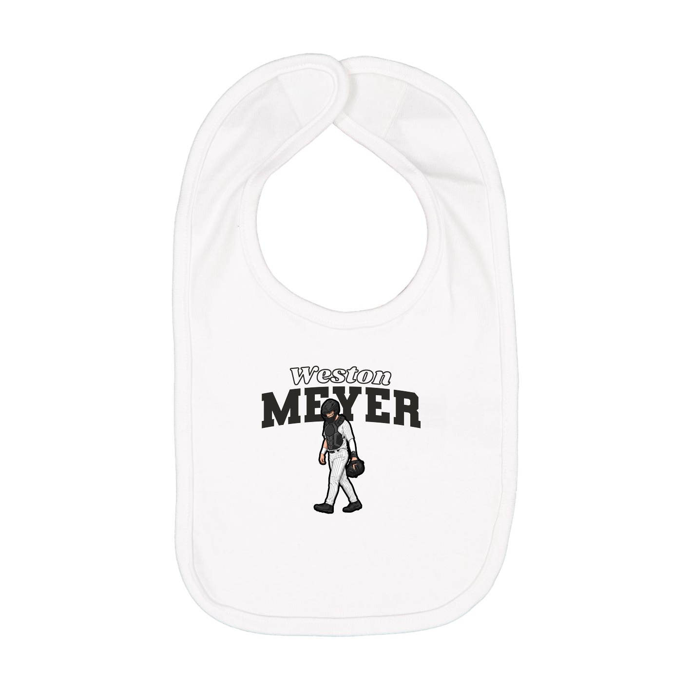 Infant Bib — Name Arch in White