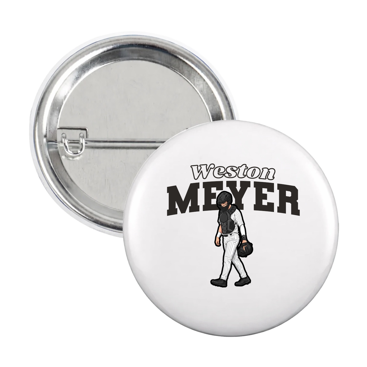 Game Day Button — Name Arch in White