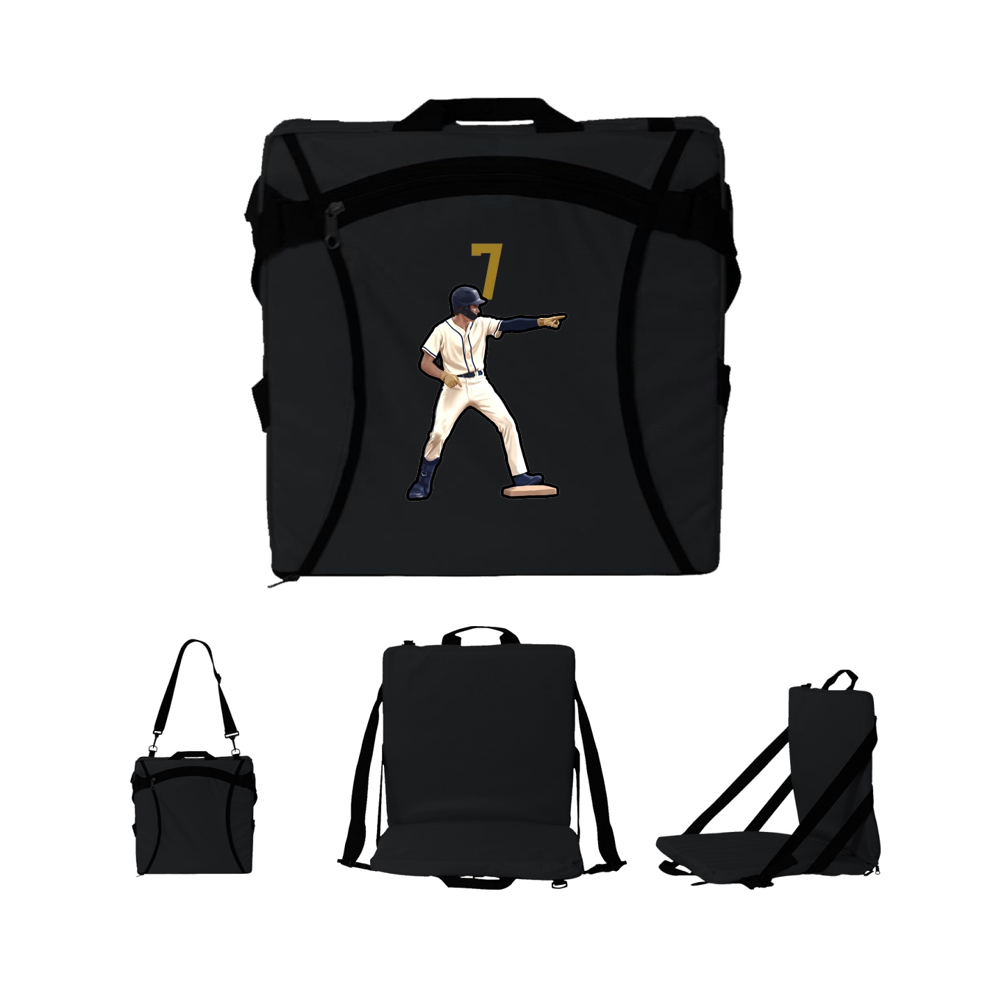 Folding Stadium Seat — Number Top in Black