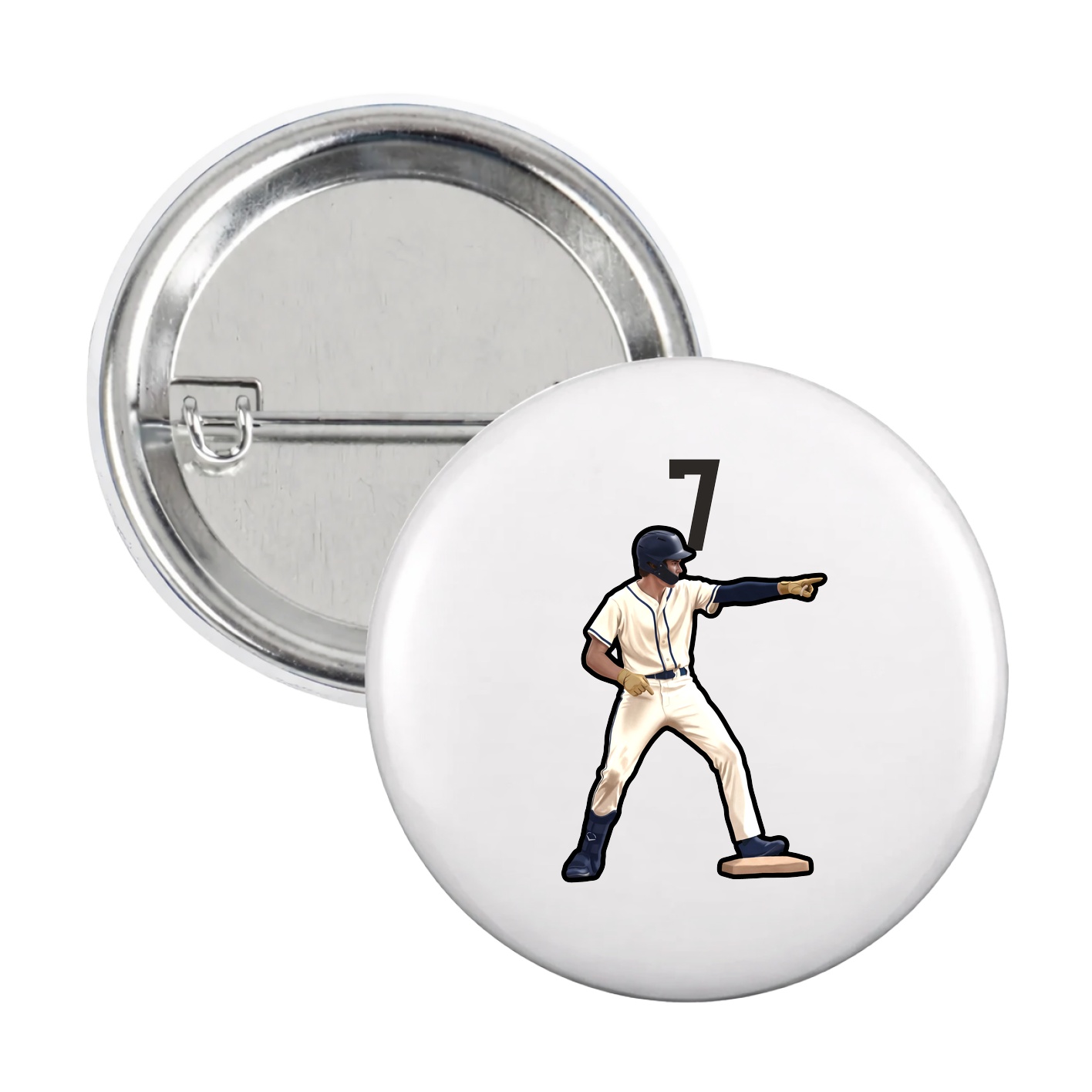 Game Day Button — Number Top in White