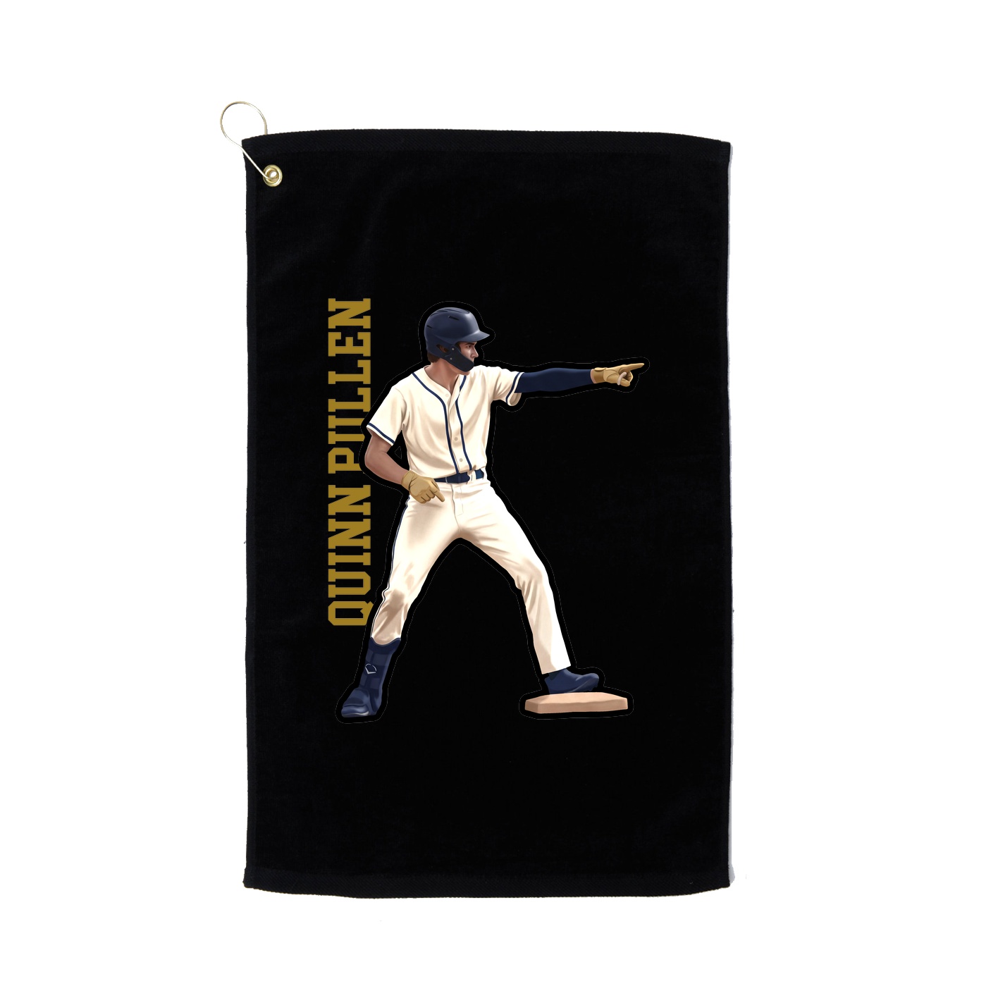Golf Towel — Name Vertical in Black