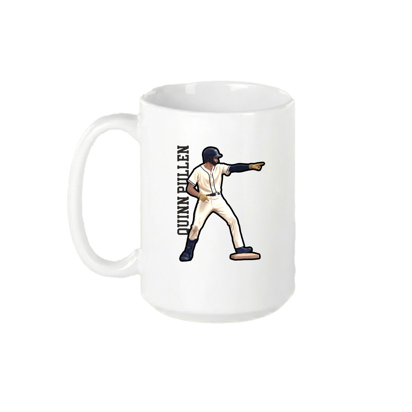 15oz Coffee Mug — Name Vertical in White