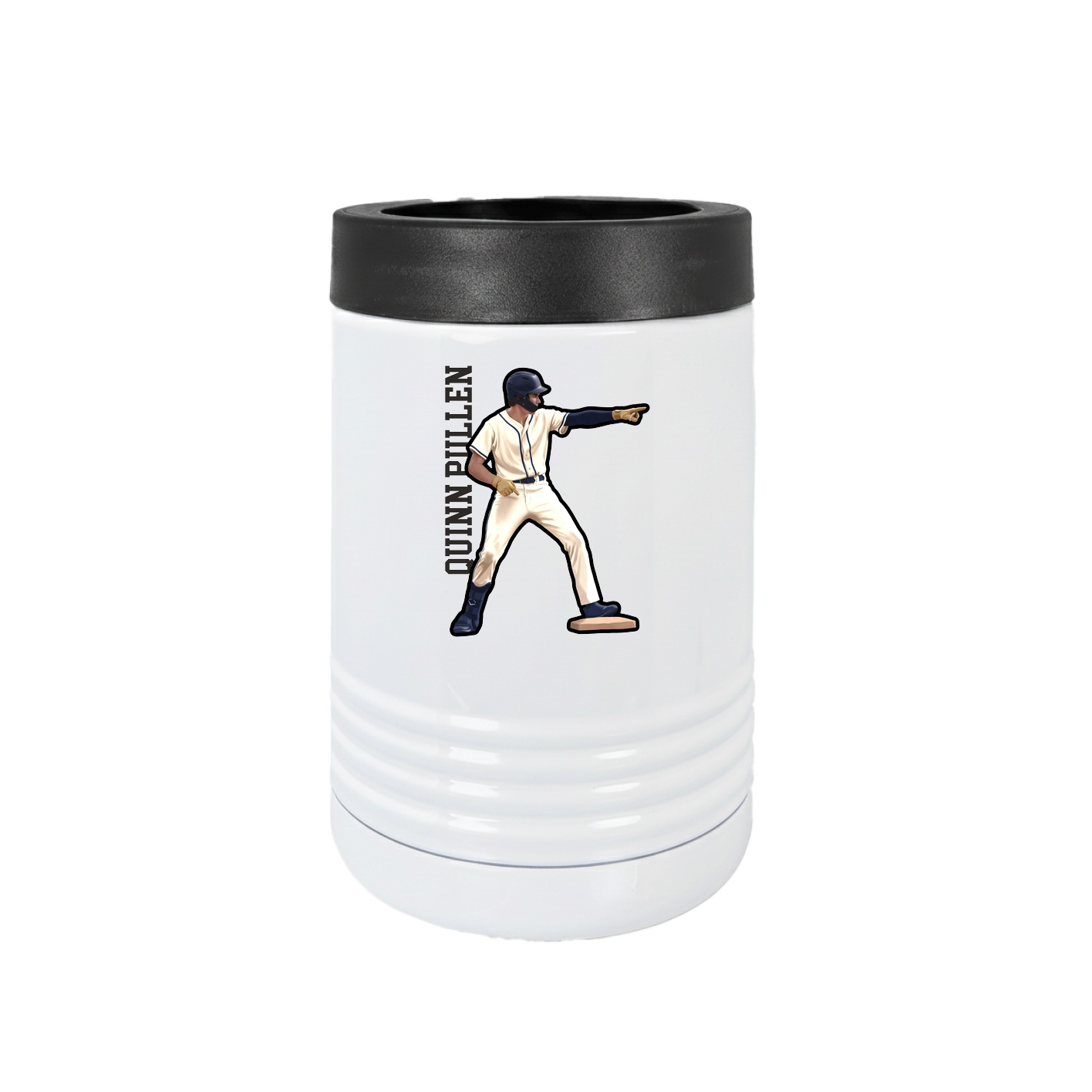 Beverage Holder — Name Vertical in White