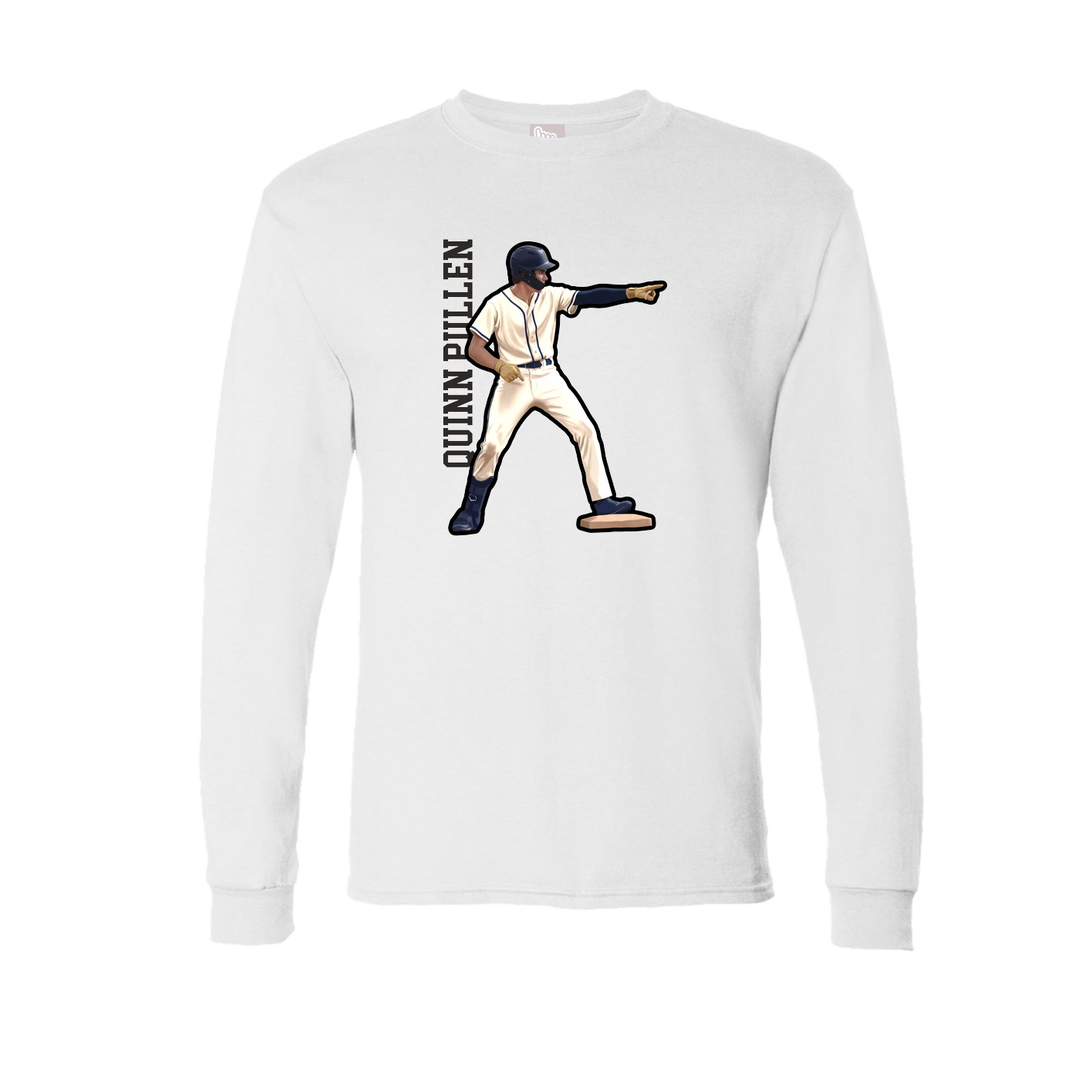 Long Sleeve Tee — Name Vertical in White