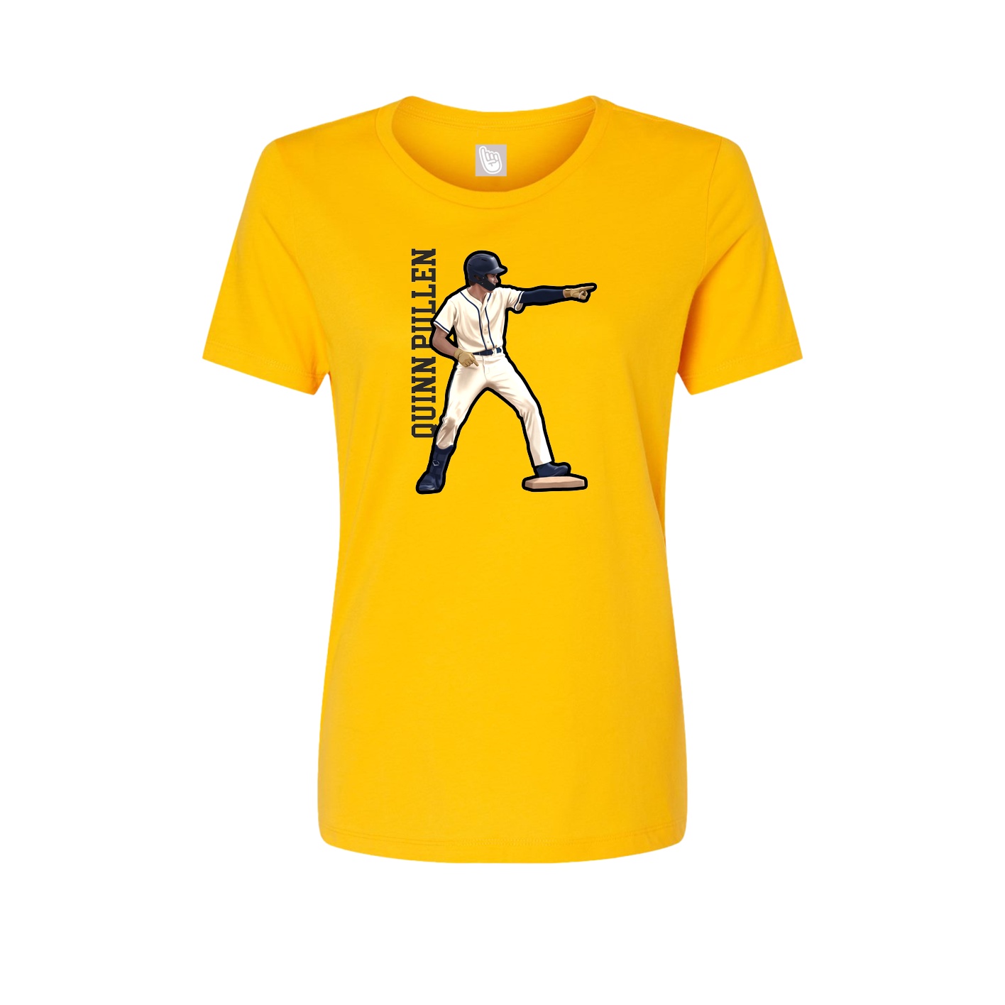 Fitted Women's Tee — Name Vertical in Gold