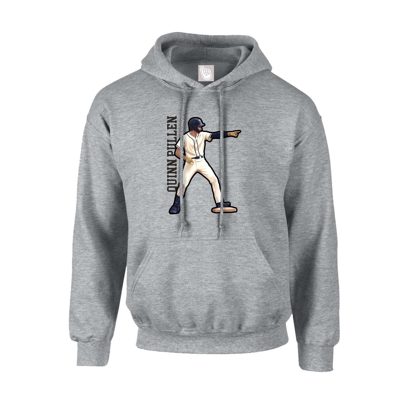 Youth Hoodie — Name Vertical in Grey