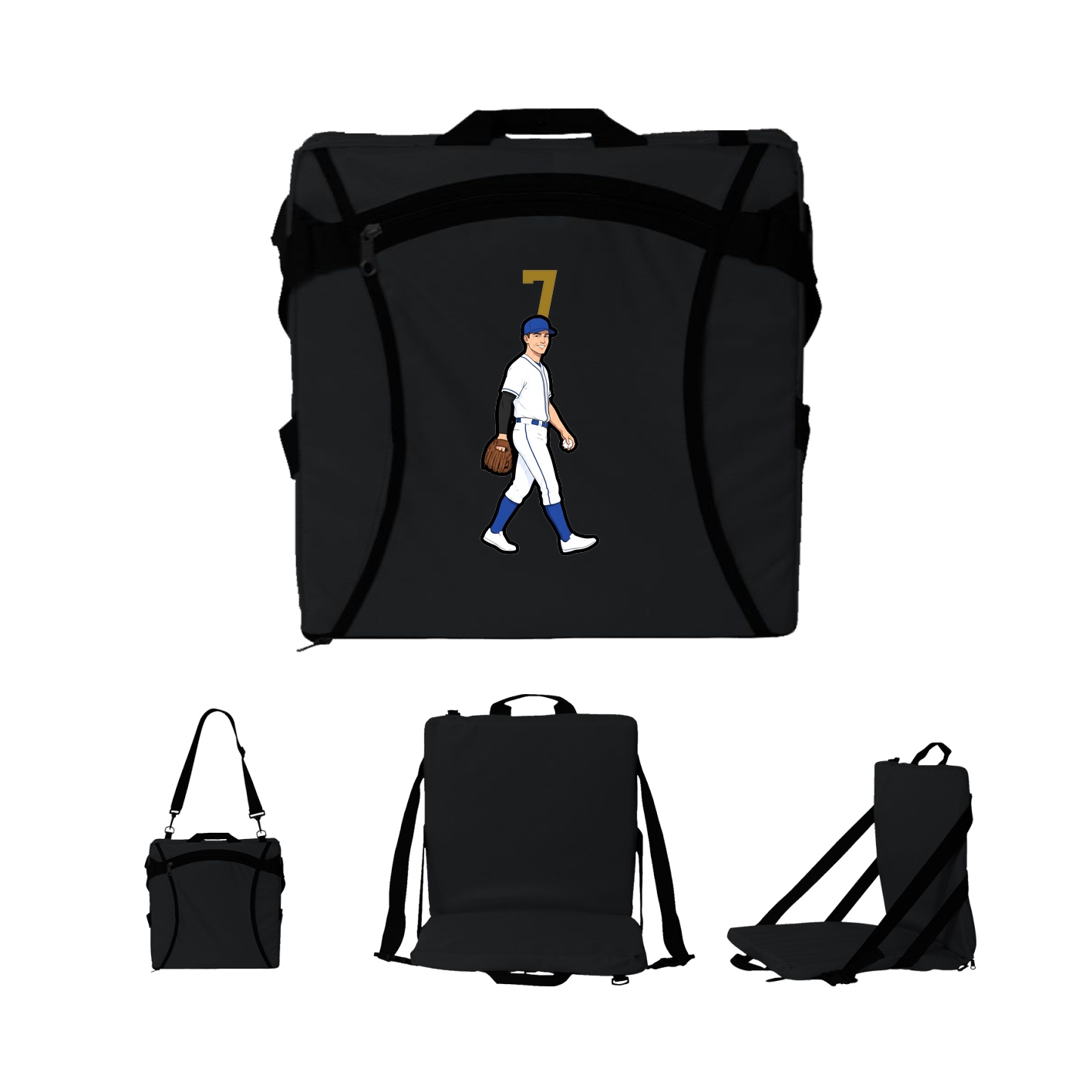 Folding Stadium Seat — Number Top in Black