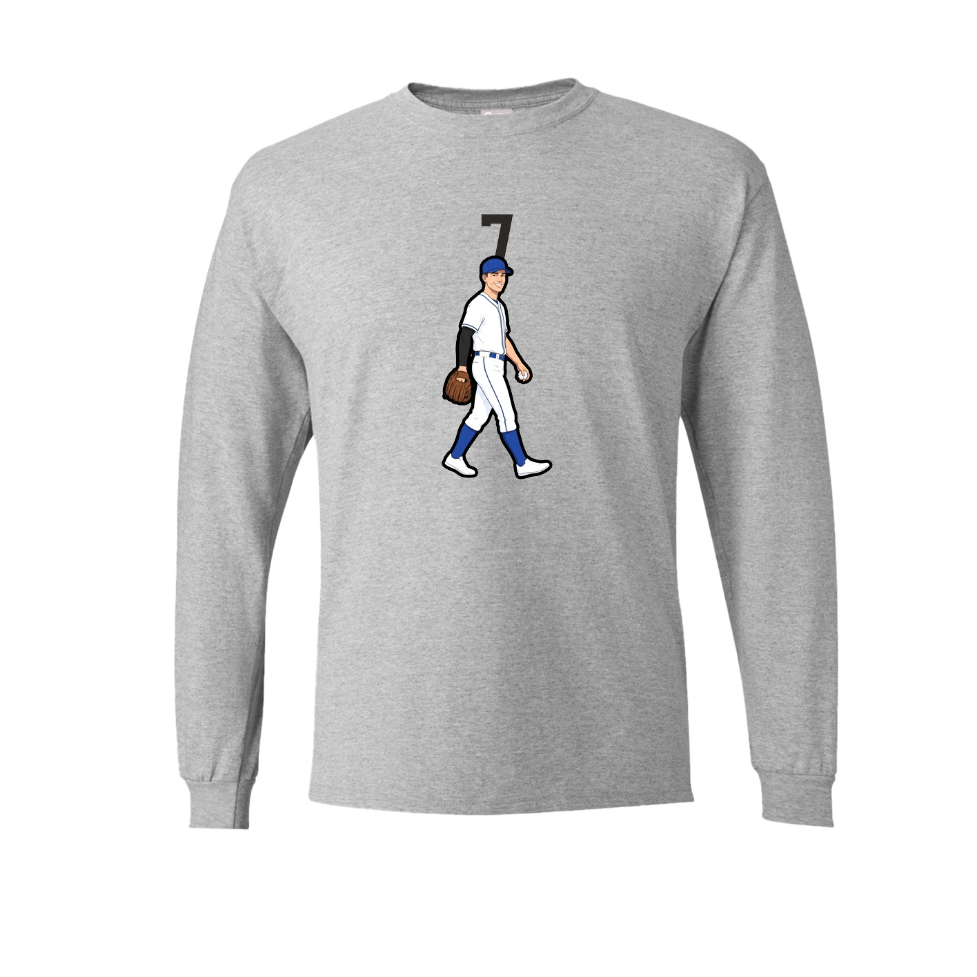 Long Sleeve Tee — Number Top in Grey