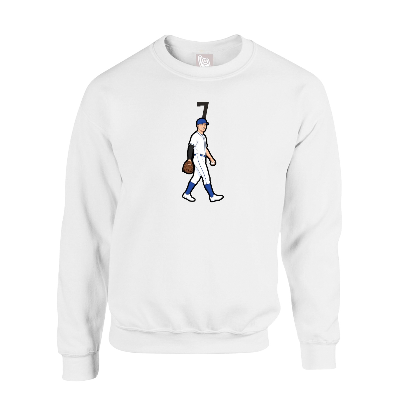 Fleece Crew — Number Top in White