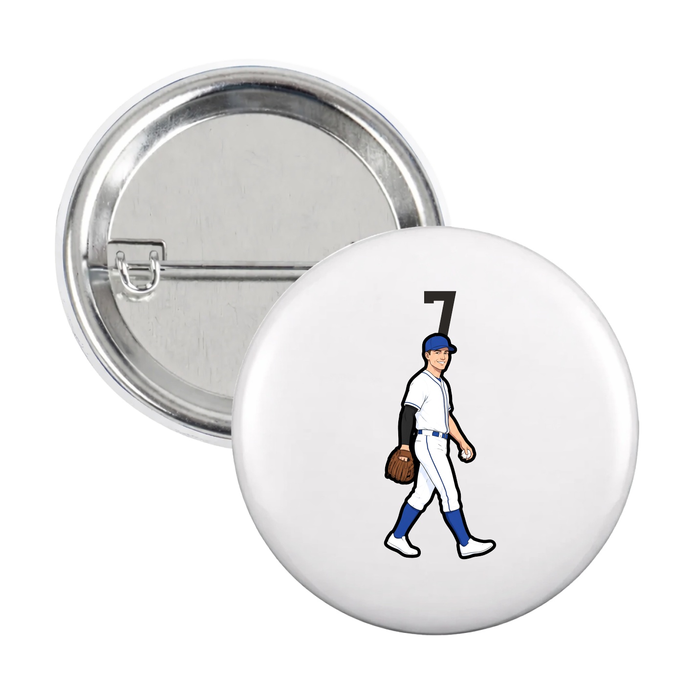 Game Day Button — Number Top in White