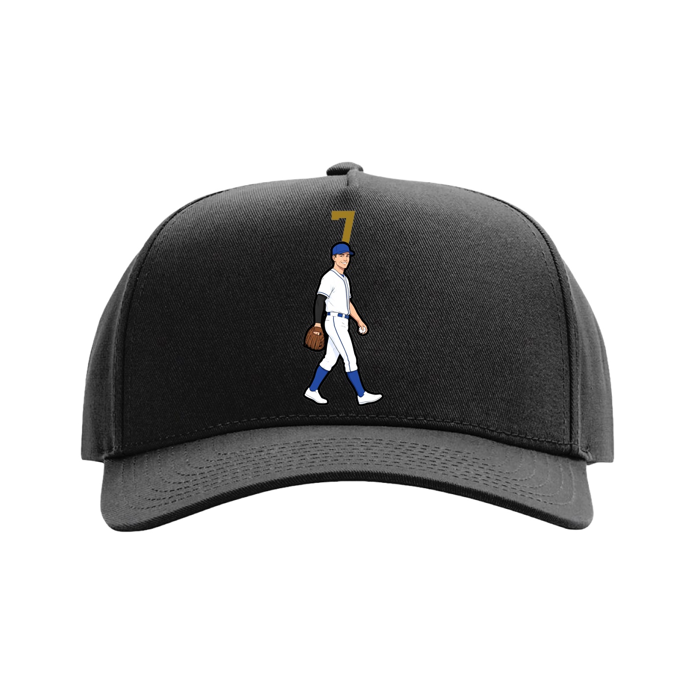 Full Fabric Five-Panel Champ Cap — Number Top in Black