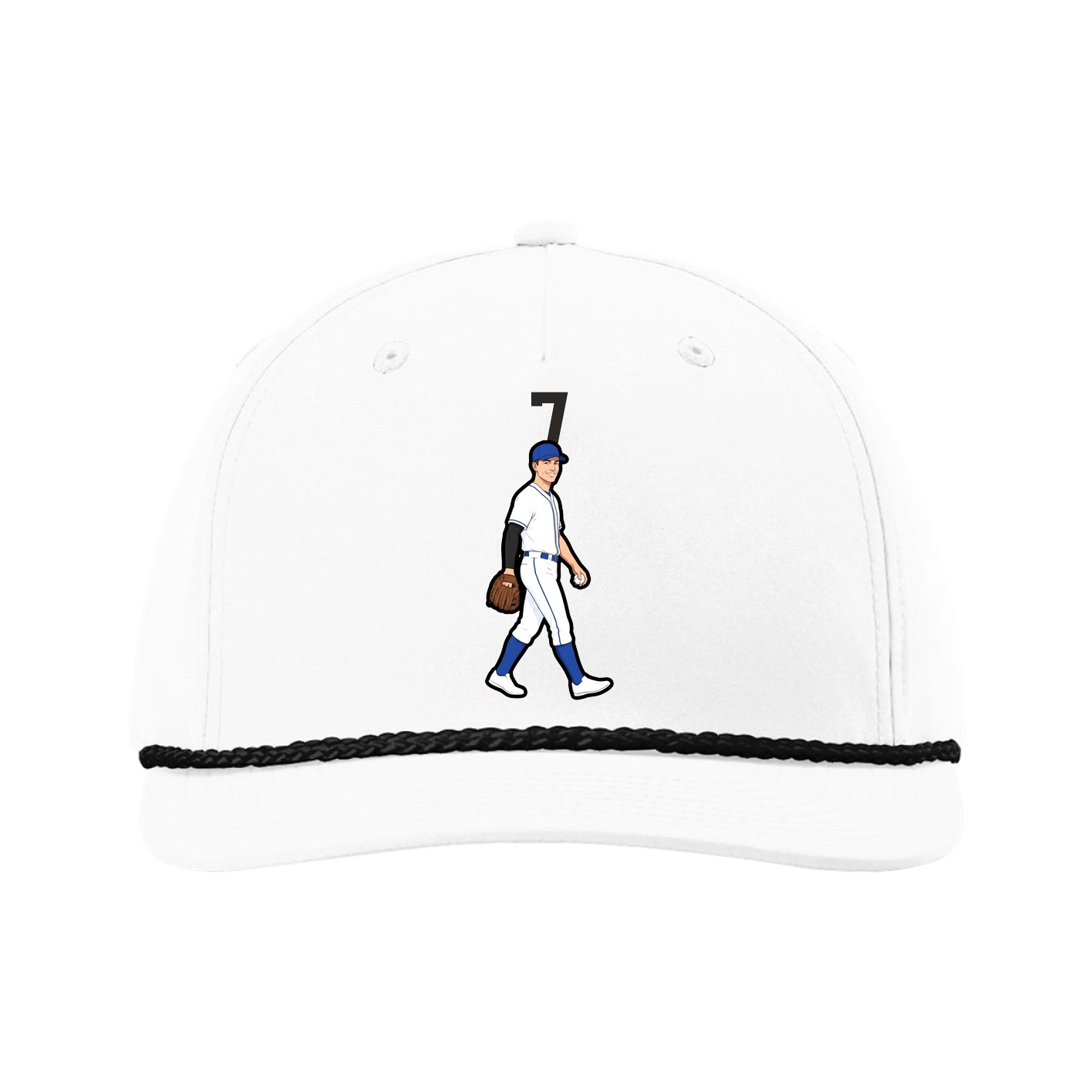 Five-Panel Classic Rope Cap — Number Top in White