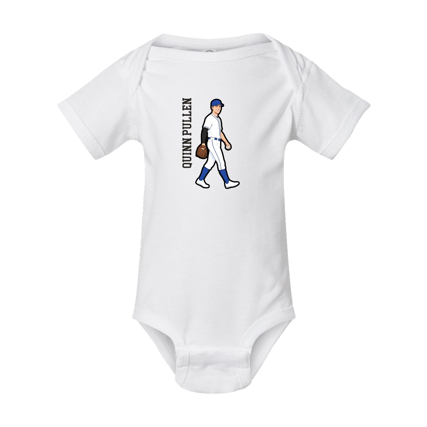 Baby Onesie — Name Vertical in White