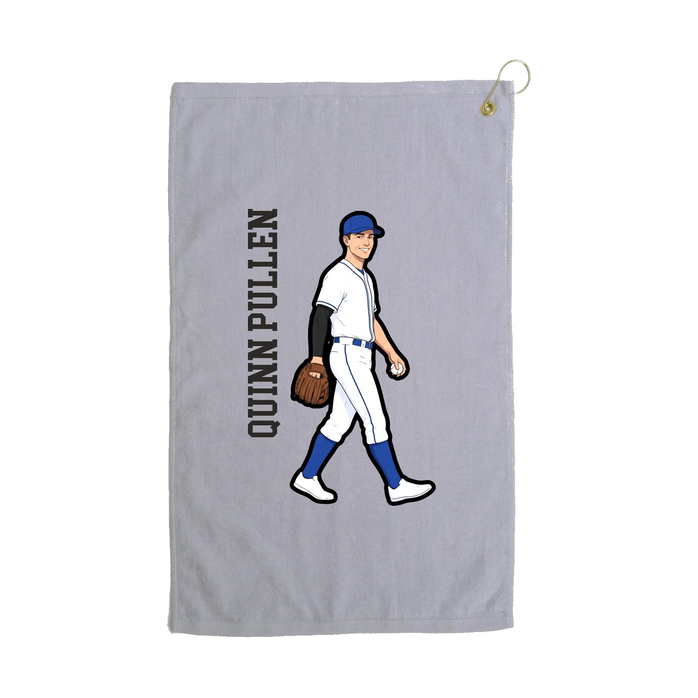 Golf Towel — Name Vertical in Grey