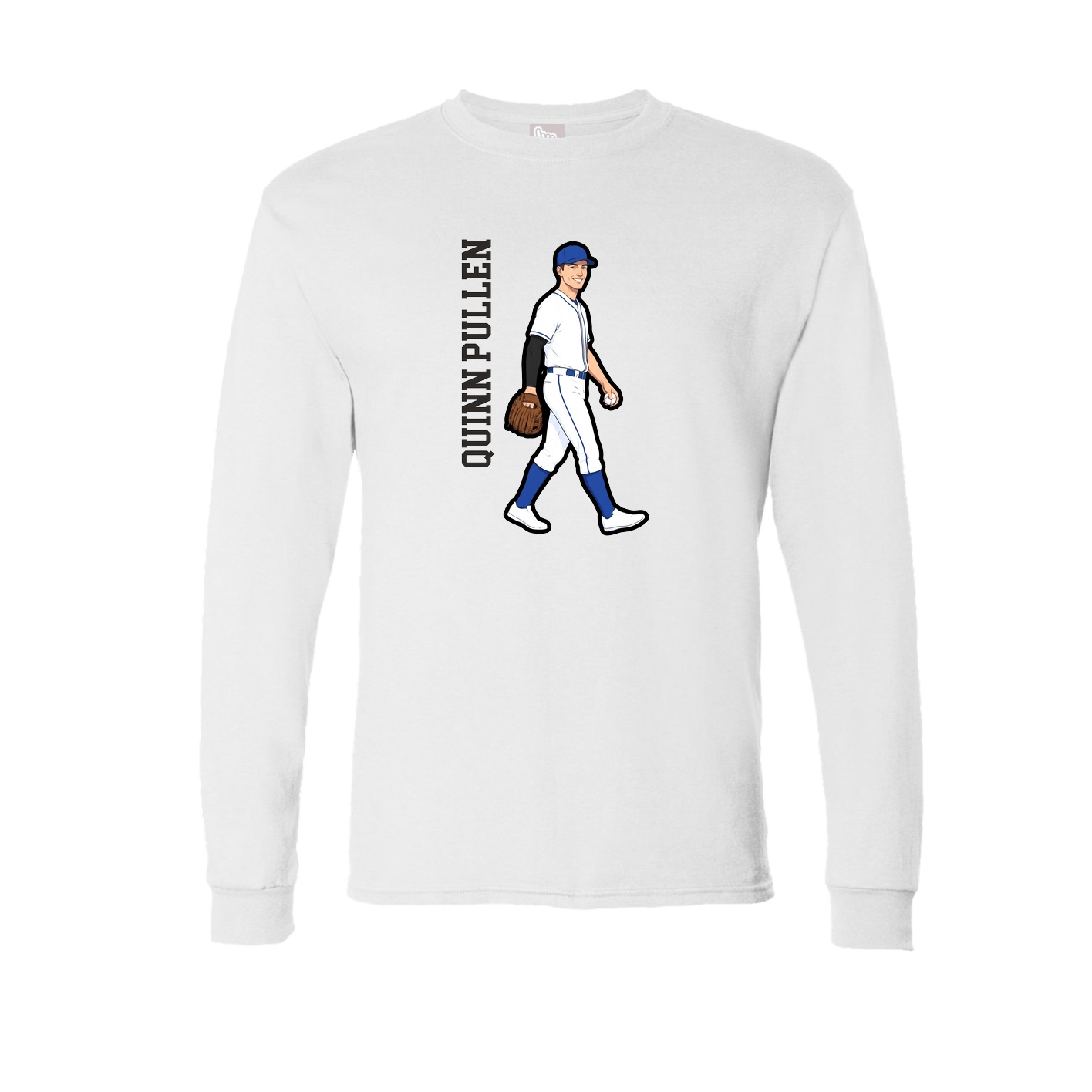 Long Sleeve Tee — Name Vertical in White