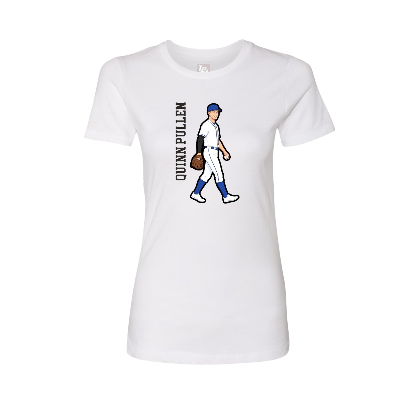 Fitted Women's Tee — Name Vertical in White