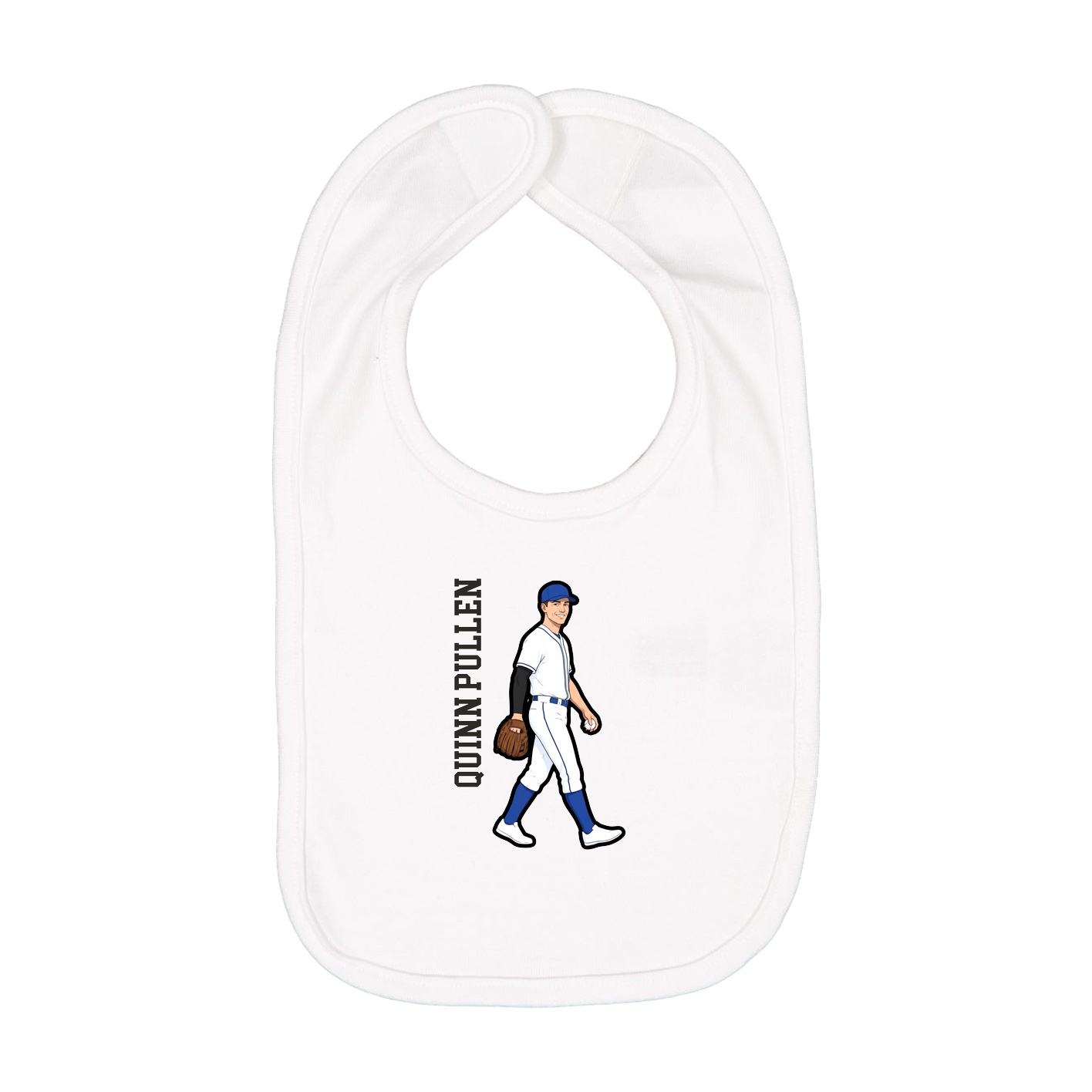 Infant Bib — Name Vertical in White